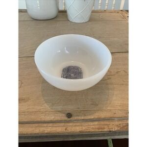 Vintage Currier & Ives 5" Bowl Children On A Fence Milk Glass  Blue White